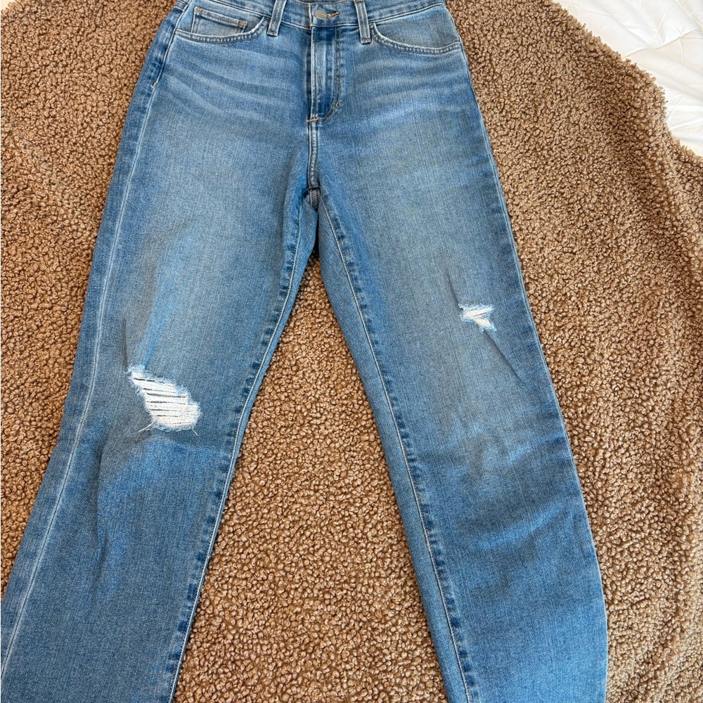 Joe's Jeans Straight Leg Distressed Blue Jeans